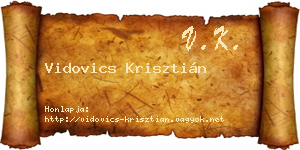 Vidovics Krisztián névjegykártya